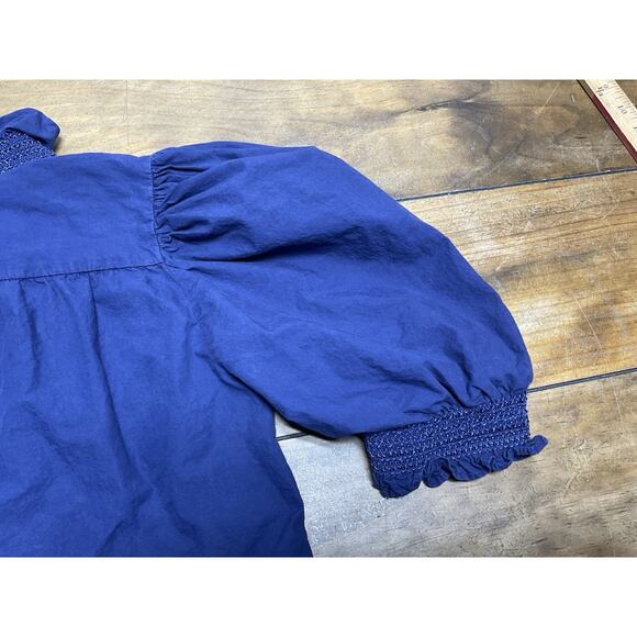Anthropologie Love The Label Zuri Top Womens Small Blouse Ruffle Smocked Blue - Picture 14 of 14